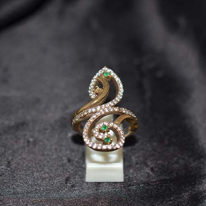 6 Carat Gold Plated Green Onyx Vine Swirl Ring