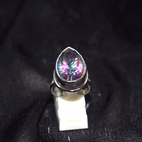 925 Sterling Silver Teardrop Mystic Quartz Ring