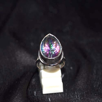 925 Sterling Silver Teardrop Mystic Quartz Ring