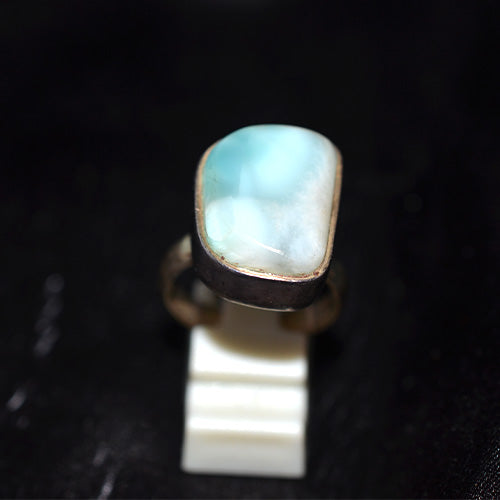 925 Sterling Silver Larimar Rectangle Ring