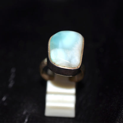 925 Sterling Silver Larimar Rectangle Ring