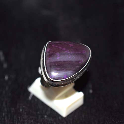 925 Sterling Silver Purple Agate Trillion Ring
