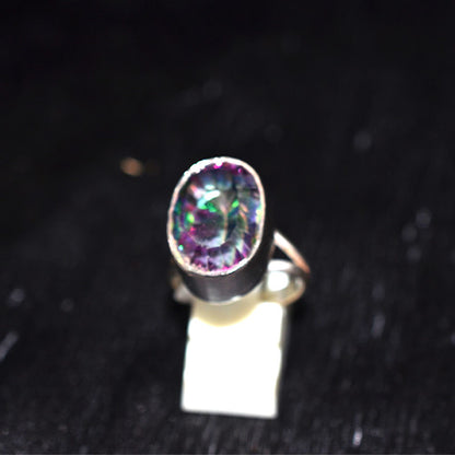 925 Sterling Silver Mystic Topaz Oval Ring
