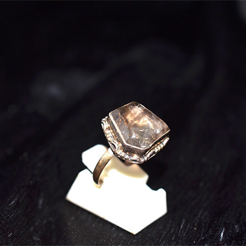 925 Sterling Silver Hexagon Smoky Quartz Vintage Ring