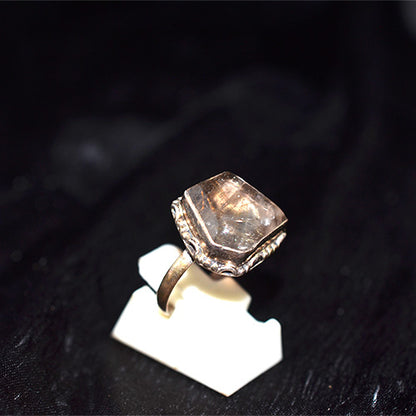925 Sterling Silver Hexagon Smoky Quartz Vintage Ring