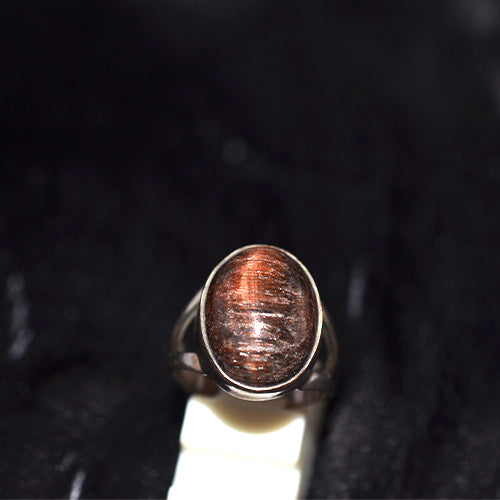 925 Sterling Silver Dark Tiger's Eye Oval Ring
