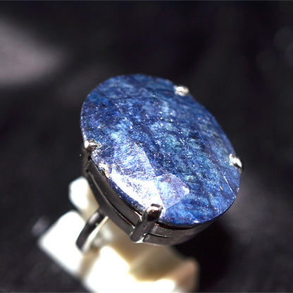 925 Sterling Silver Oval Faceted Dumortierite Quartz Ring