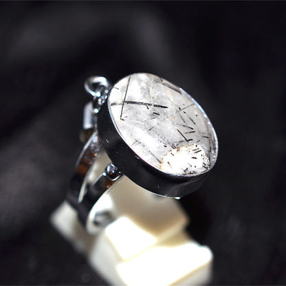 925 Sterling Silver Rutilated Quartz Oval Ring
