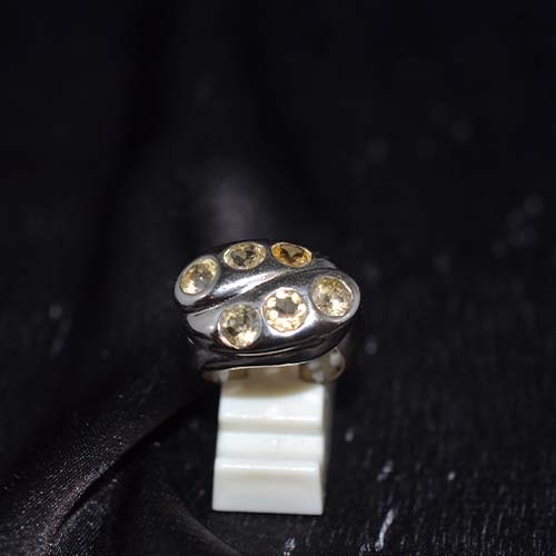 925 Sterling Silver Yellow Citrine Oval Motif Ring