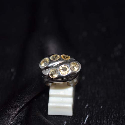 925 Sterling Silver Yellow Citrine Oval Motif Ring