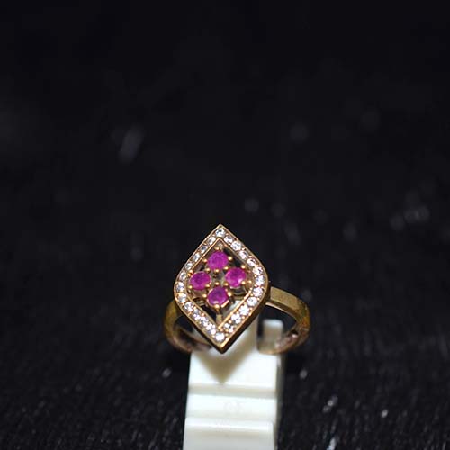 6 Carat Gold Plated Pink Diamond Shaped Halo Ring