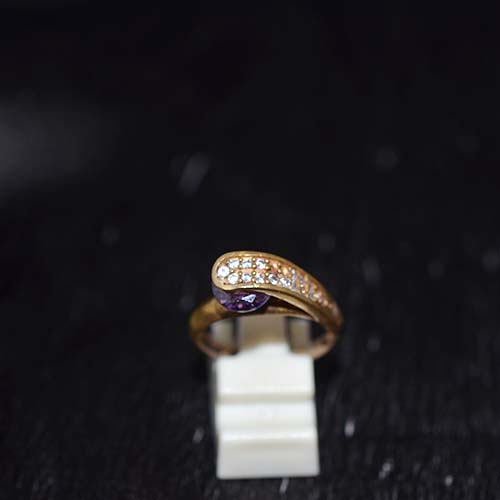 6 Carat Gold Plated Purple Pavé Accent Band Ring