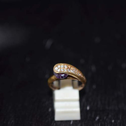6 Carat Gold Plated Purple Pavé Accent Band Ring