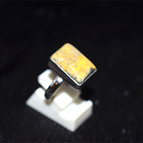 925 Sterling Silver Yellow Jasper Rectangle Ring