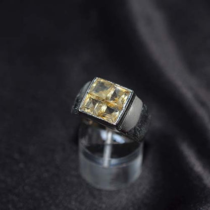 925 Sterling Silver Citrine Quad Stone Ring
