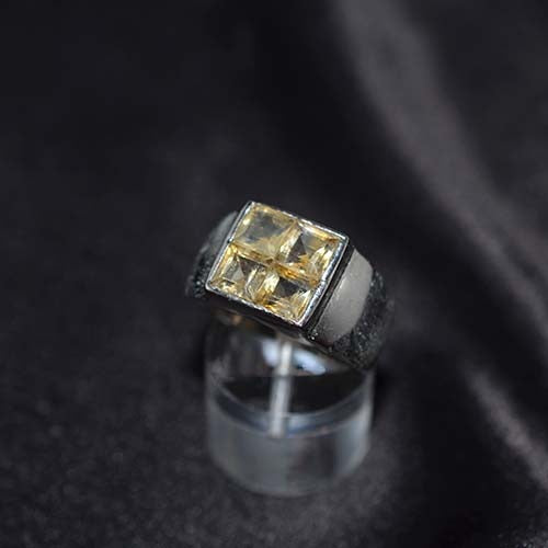 925 Sterling Silver Citrine Quad Stone Ring