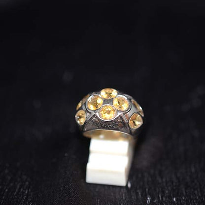 925 Sterling Silver Yellow Citrine Scattered Motif Ring