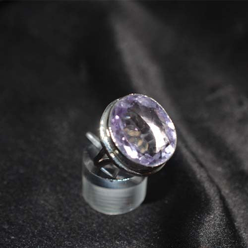 925 Sterling Silver Amethyst Deep Oval Ring