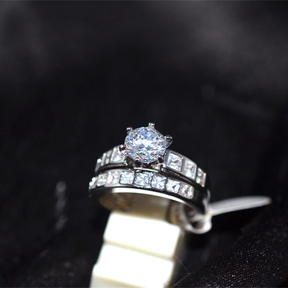 925 Sterling Silver Cubic Zirconia Dual Band Ring