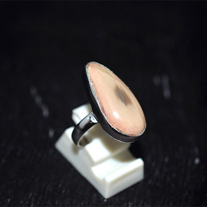 925 Sterling Silver Teardrop Cream Jasper Ring