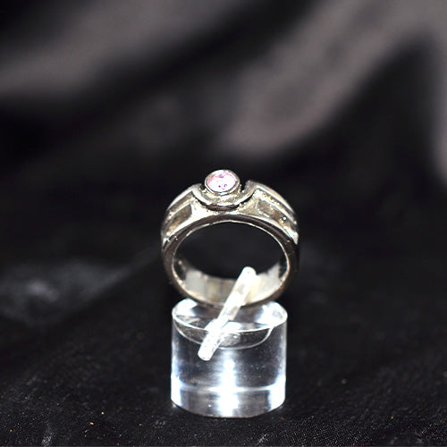 925 Sterling Silver Pink Cubic Zirconia Modern Band Ring