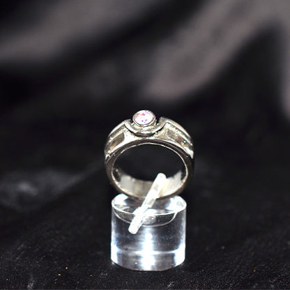 925 Sterling Silver Pink Cubic Zirconia Modern Band Ring