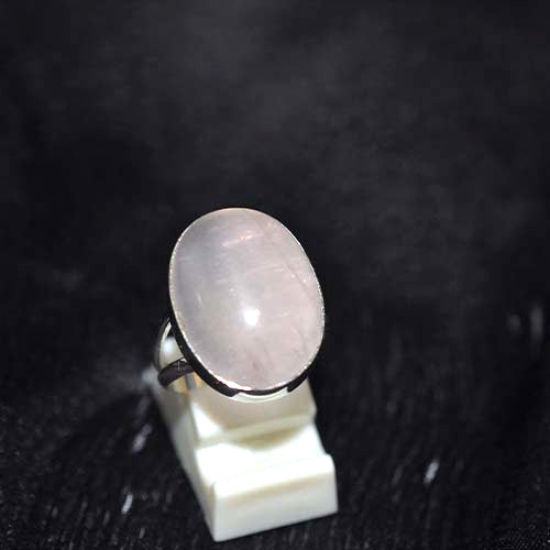 925 Sterling Silver Rose Quartz Oval Bezel Ring