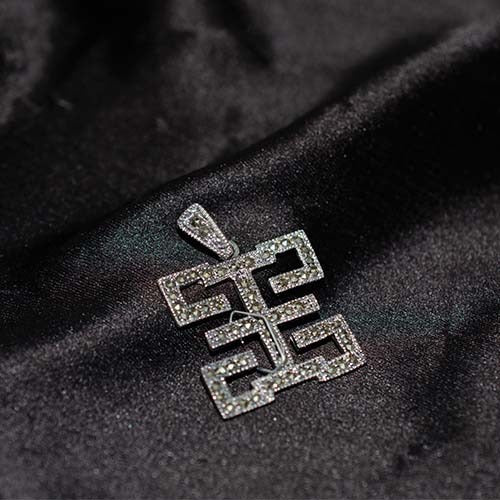 925 Sterling Silver Marcasite Geometric Symbol Pendant