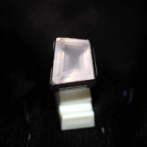 925 Sterling Silver Faceted Rose Quartz Layered Setting Ring
