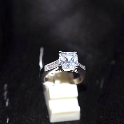 925 Sterling Silver Princess Cut Cubic Zirconia Ring