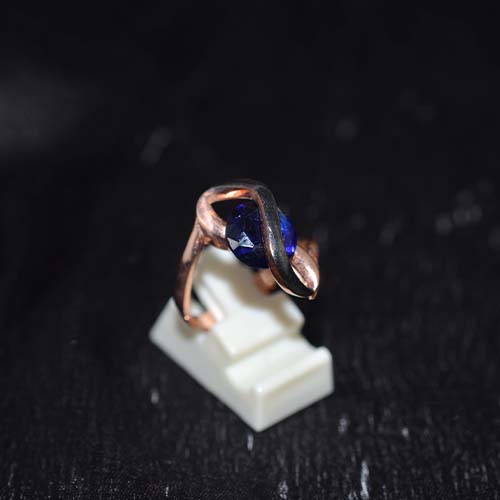 6 Carat Gold Plated Blue Orbital Twist Ring