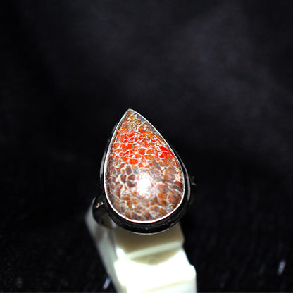 925 Sterling Silver Teardrop Dinosaur Bone Ring