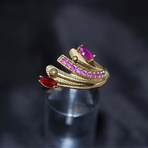 6 Carat Gold Plated Pink Crystal Swirl Ring