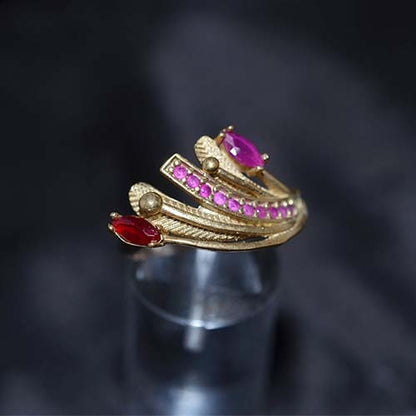 6 Carat Gold Plated Pink Crystal Swirl Ring