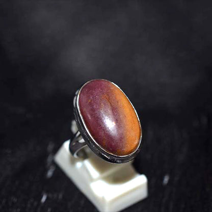 925 Sterling Silver Mookaite Oval Ring