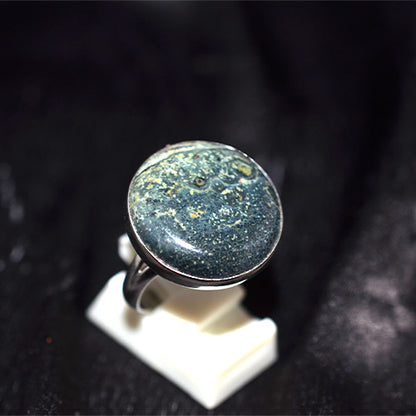 925 Sterling Silver Kambaba Jasper Round Ring
