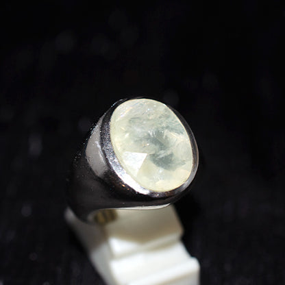 925 Sterling Silver Pale Lemon Quartz Oval Chunky Ring