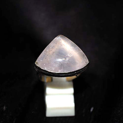 925 Sterling Silver Rose Quartz Shield Shape Ring