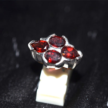 925 Sterling Silver Garnet Multi-Shape Cluster Ring