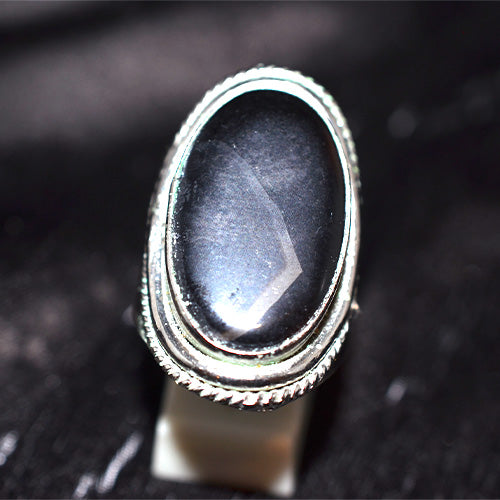 925 Sterling Silver Oval Black Onyx Turkish Ring with Rope Detail