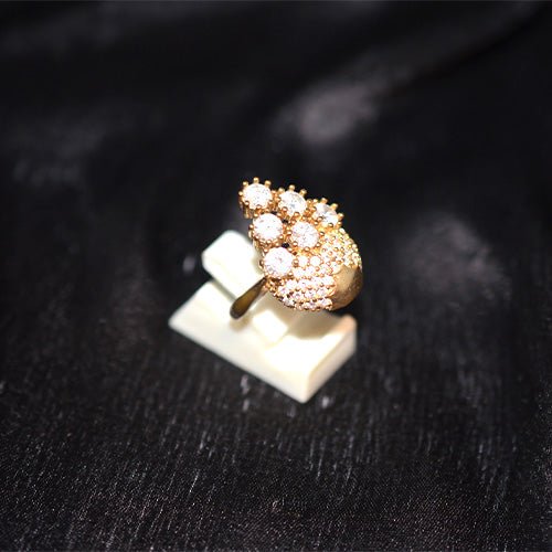6 Carat Gold Plated Dome Cluster Crystal Ring
