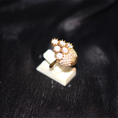 6 Carat Gold Plated Dome Cluster Crystal Ring