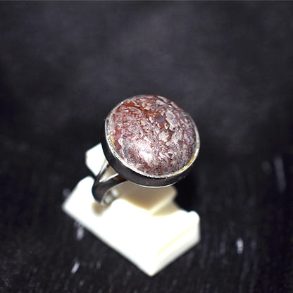 925 Sterling Silver Round Fossil Coral Ring