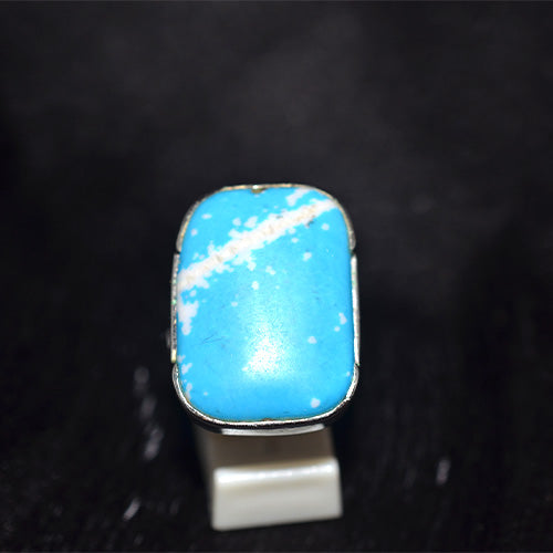 925 Sterling Silver Rectangular Blue Howlite Ring