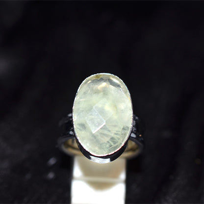 925 Sterling Silver Oval Prehnite Ring