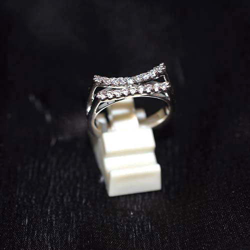 925 Sterling Silver Cubic Zirconia Crossover Ring