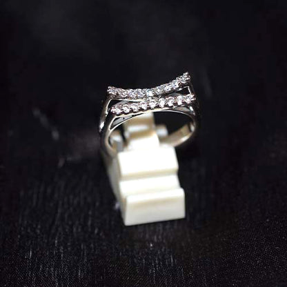 925 Sterling Silver Cubic Zirconia Crossover Ring