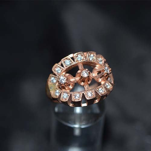 6 Carat Gold Plated White Crystal Geometric Statement Ring