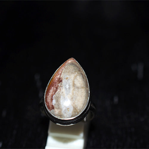 925 Sterling Silver Teardrop Banded Jasper Ring