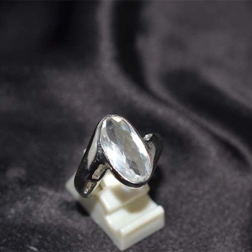 925 Sterling Silver White Topaz Openwork Ring